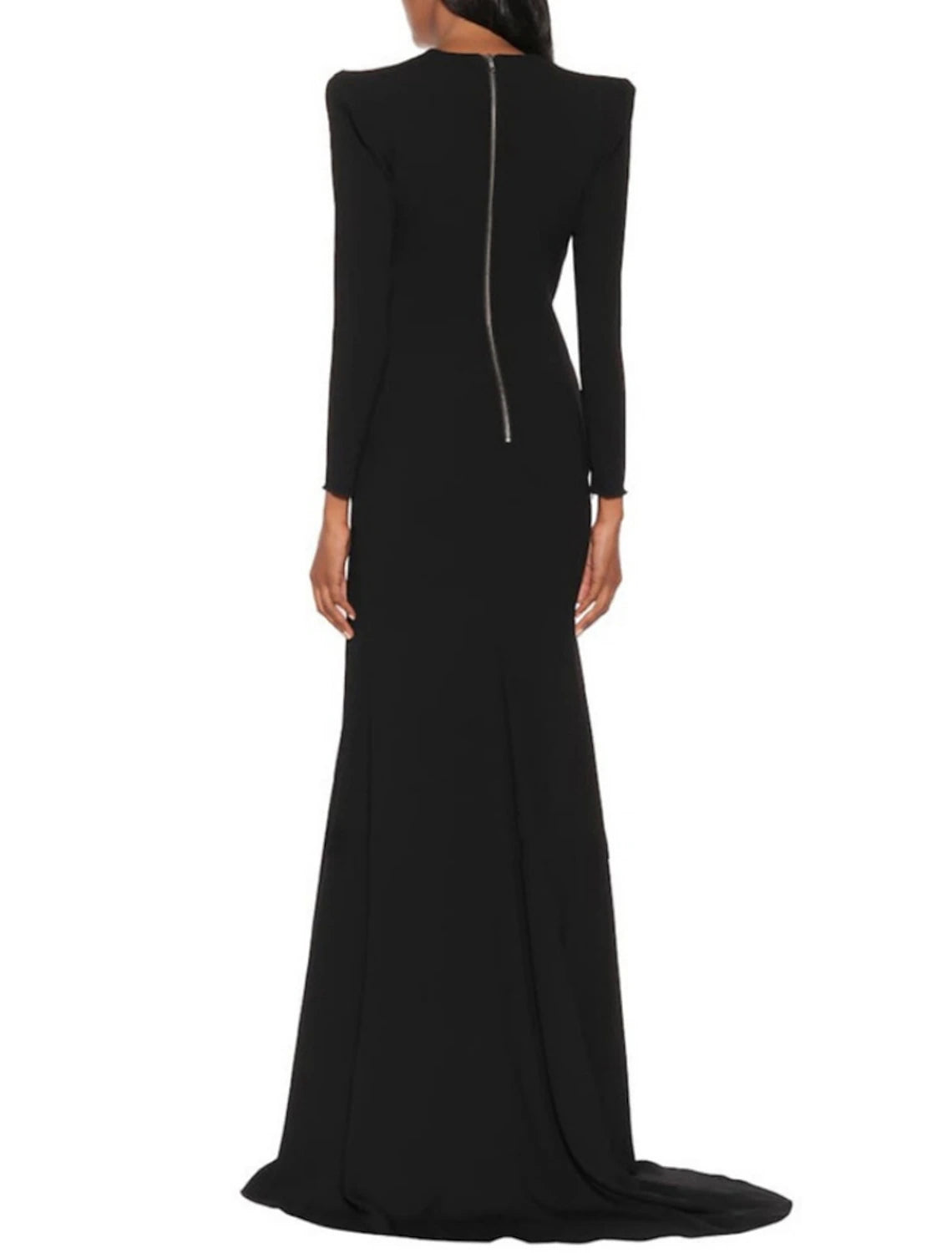 A-Line Evening Gown Plus Size Dress Formal Sweep / Brush Train Long Sleeve V Neck Stretch Fabric with Pleats Slit