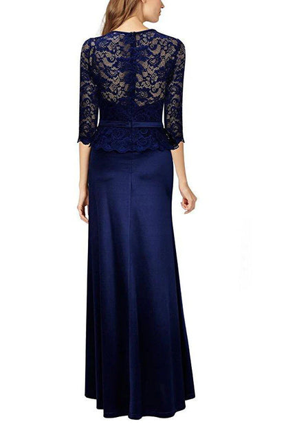 Sheath Lace Navy Blue Long Party Dress Mother of the Bride Dresse