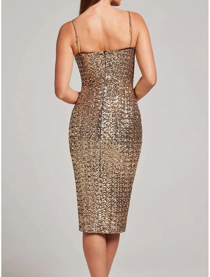 Sequin Dress Party Dress Bodycon Sequins Shimmer Sleeveless Midi Dress