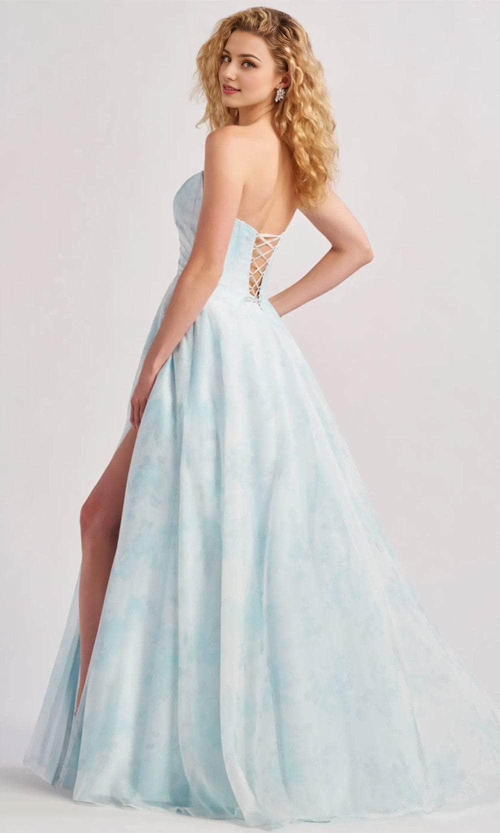 Quyihu Dresses Formal Elegant Floral Strapless Prom Dress  A-line Floor Length Prom Dress Stores With Prom Dresses