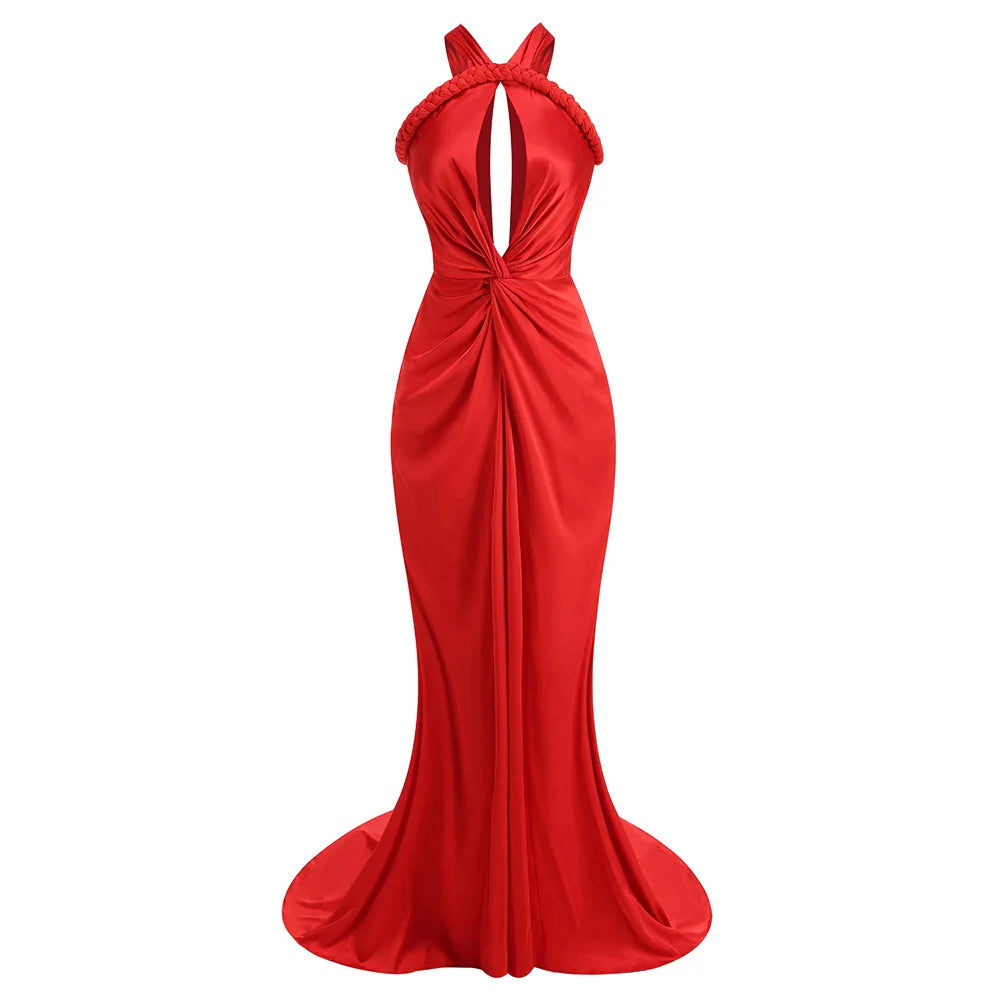 Quyihu Dresses Formal Chic Braided Hollow-Out Sleeveless Maxi Dress Stores With Prom Dresses