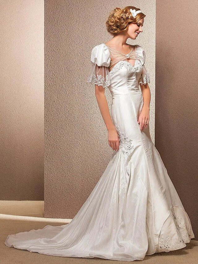 Wedding Dresses Sweetheart Neckline Court Train Taffeta Sleeveless