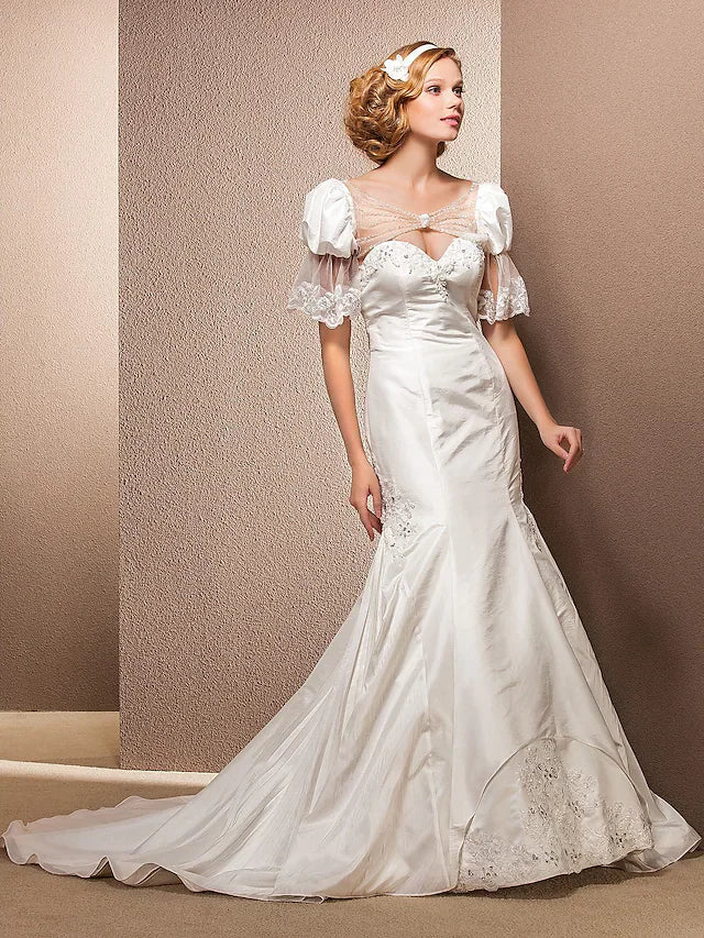 Wedding Dresses Sweetheart Neckline Court Train Taffeta Sleeveless