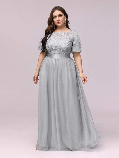 Plus Size Sequin Bodice Long Formal Evening Dresses Mother of the Bride Dresses