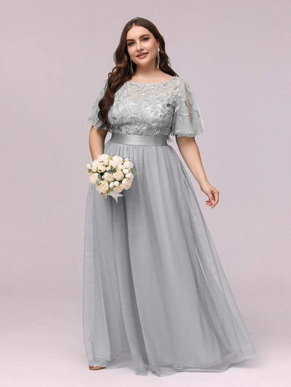 Plus Size Sequin Bodice Long Formal Evening Dresses Mother of the Bride Dresses