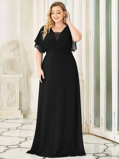 Plus Size Empire Waist Chiffon Formal Maxi Evening Dress Mother of the Bride Dresses