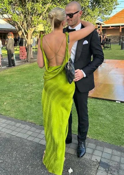 Formal Dresses Unique Print Cowl Neck Backless Long Prom Dress Elegant Evening Dress/ Prom Dresses Store