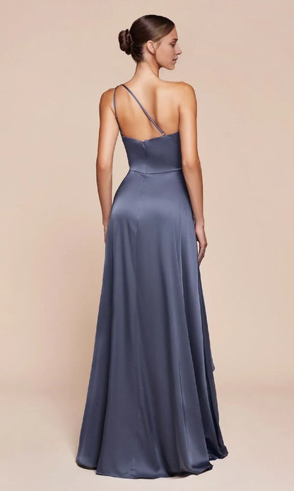 Formal Women's Dresses One-shoulder Long Simple Classic Prom Dress With Slit Prom Dress In Store