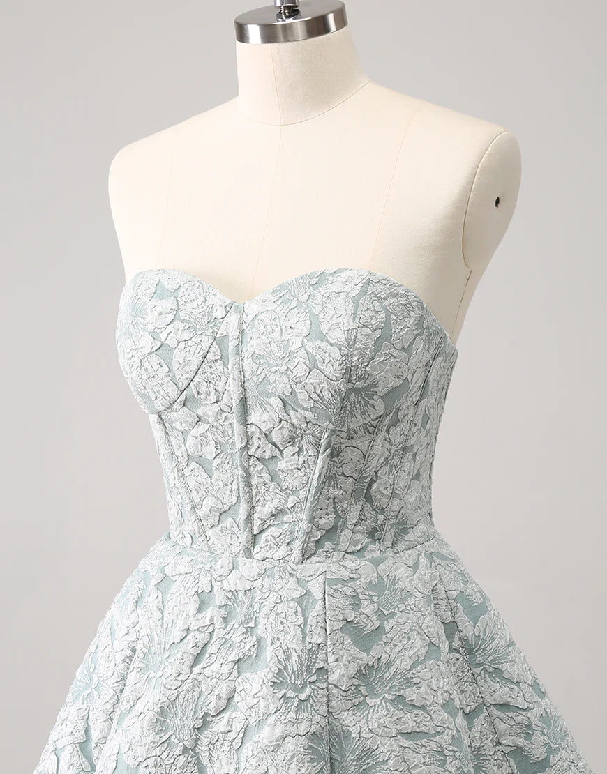 A-Line Strapless Sweetheart Floral Short Homecoming Dress