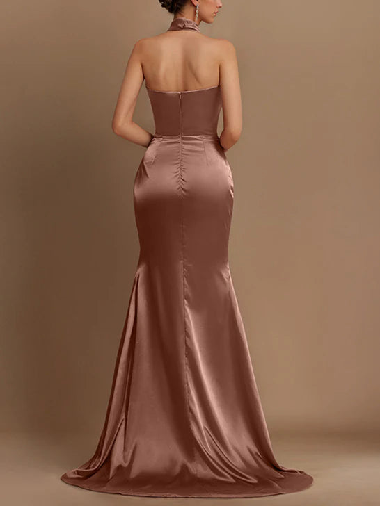 Formal Women's Dresses Sheath/Column Halter Floor-length Prom Dresses Prom Dresses Stores