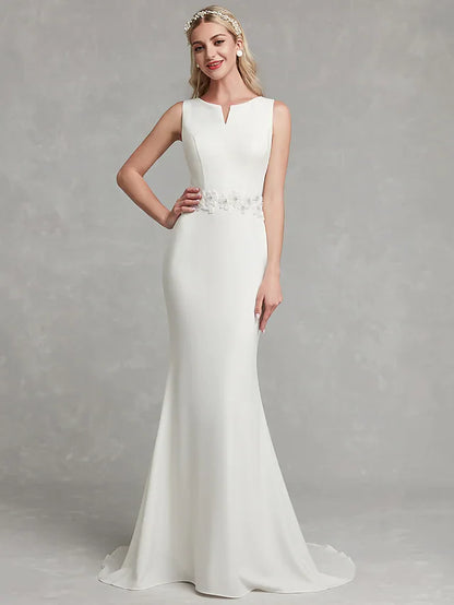 Wedding Dresses V Neck Satin Regular Straps Simple Plus Size with Appliques