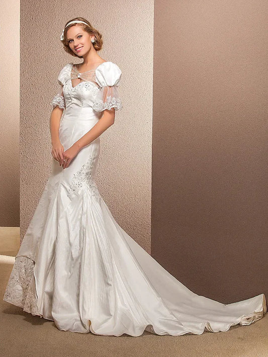 Wedding Dresses Sweetheart Neckline Court Train Taffeta Sleeveless