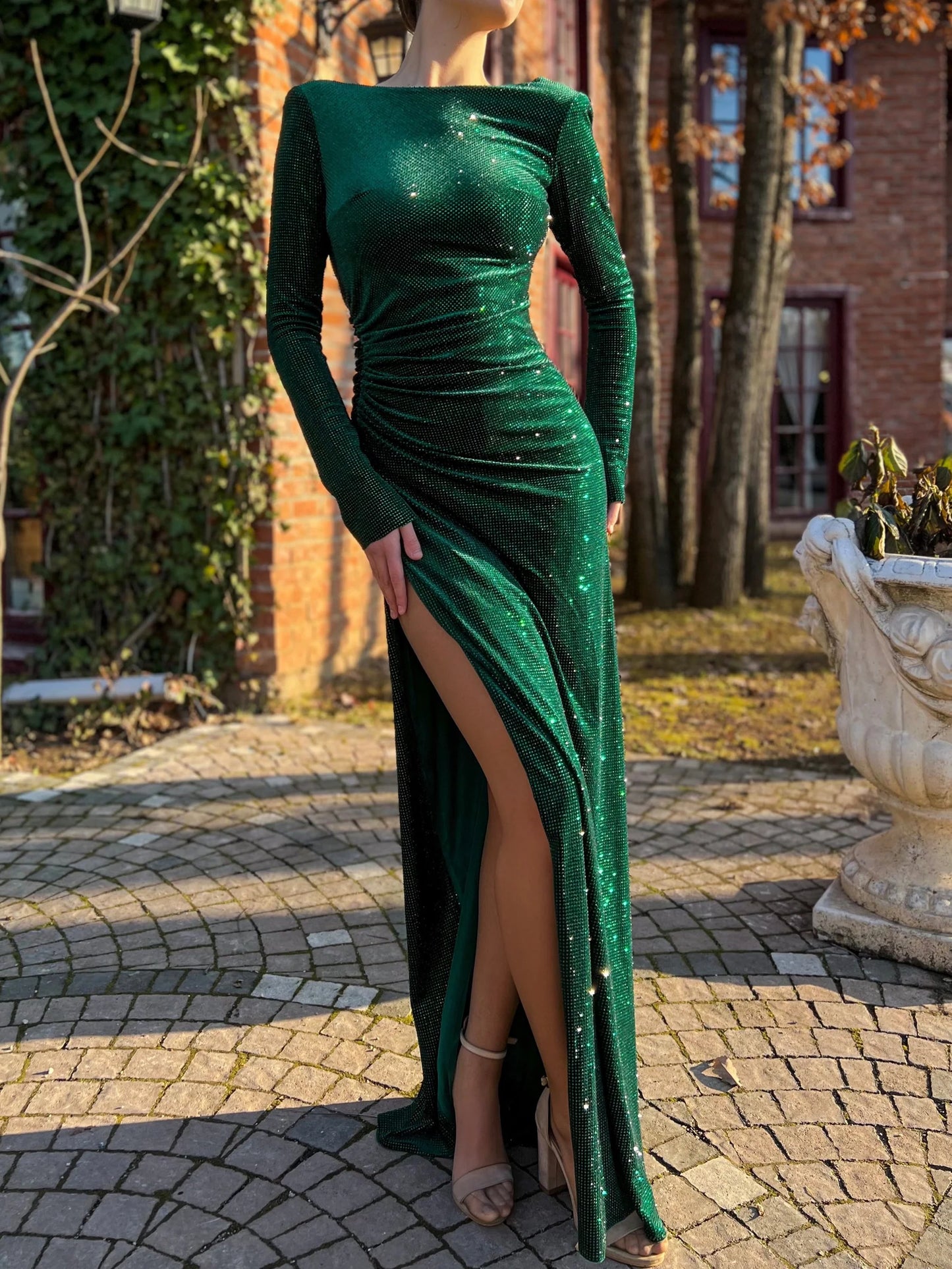 Dressesgowns Evening Dresses Sheath Floor Length Long Sleeve Off-the-shoulder Mother Of The Bride Dresses With Sequins Evening Dress Formal Women's Dresses