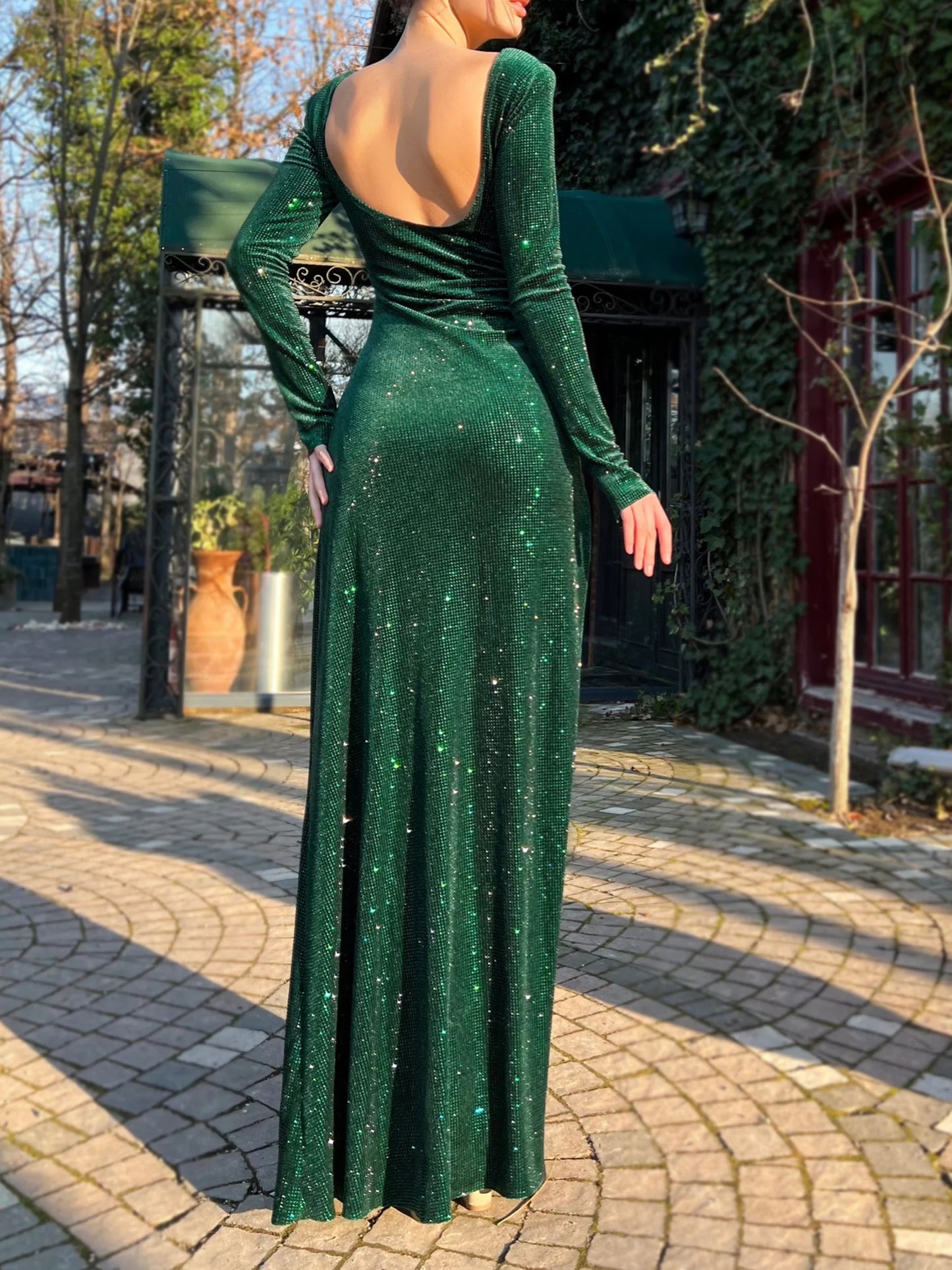 Dressesgowns Evening Dresses Sheath Floor Length Long Sleeve Off-the-shoulder Mother Of The Bride Dresses With Sequins Evening Dress Formal Women's Dresses