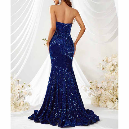 Off The Shoulder Mermaid Sequin Evening Dress In Royal Blue Prom Dress