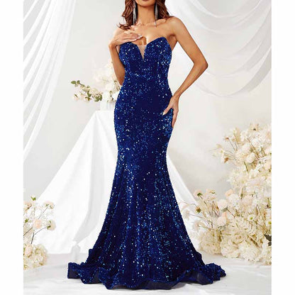 Off The Shoulder Mermaid Sequin Evening Dress In Royal Blue Prom Dress