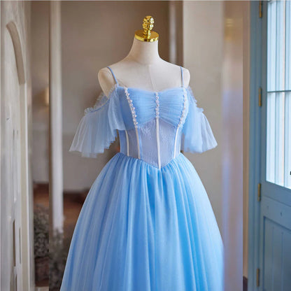 A-line Tulle Beaded Off Shoulder Homecoming Dress Prom Dress