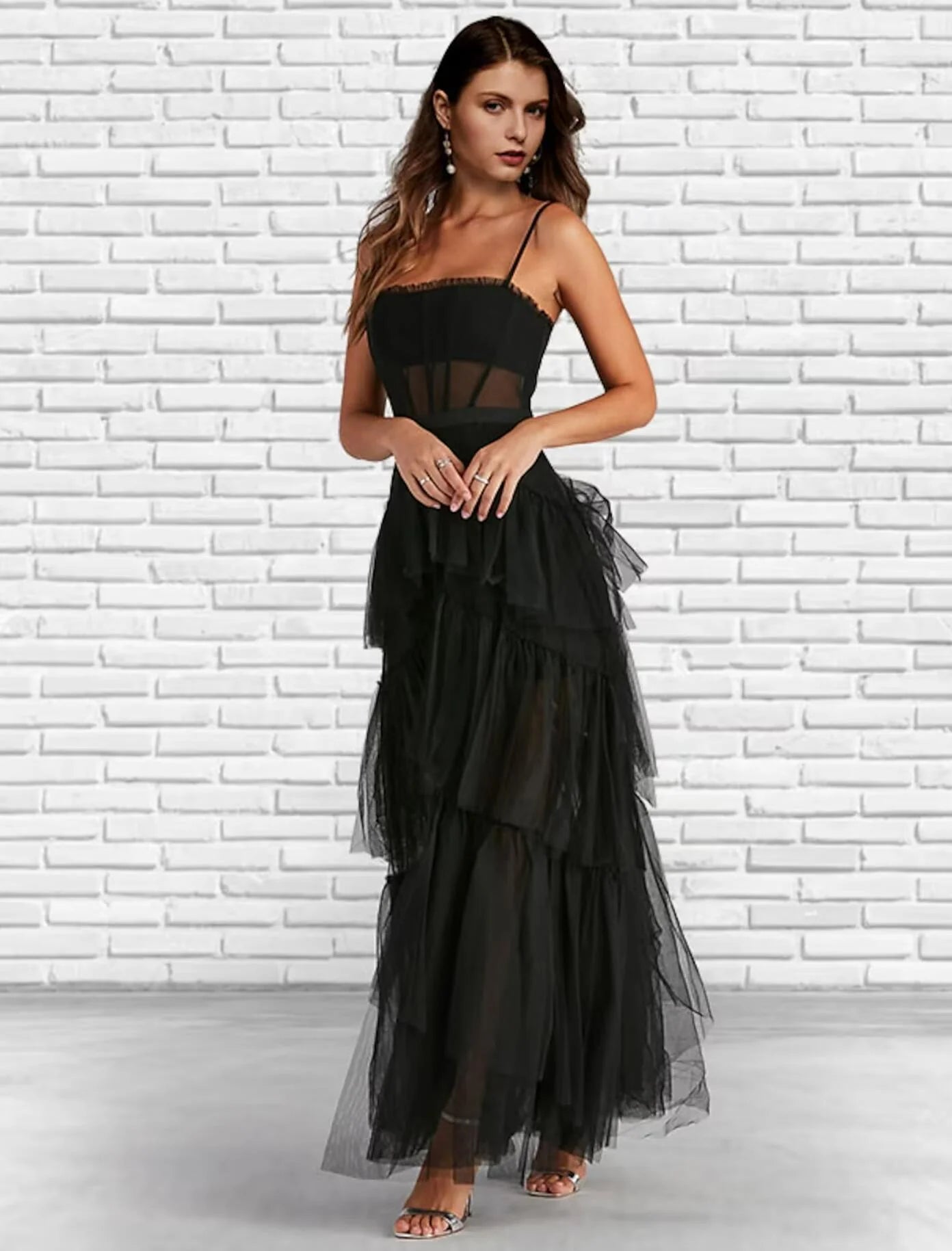 Prom Dresses Corsets Dress Party Wear Ankle Length Sleeveless Strapless Tulle Ladder Back with Ruffles