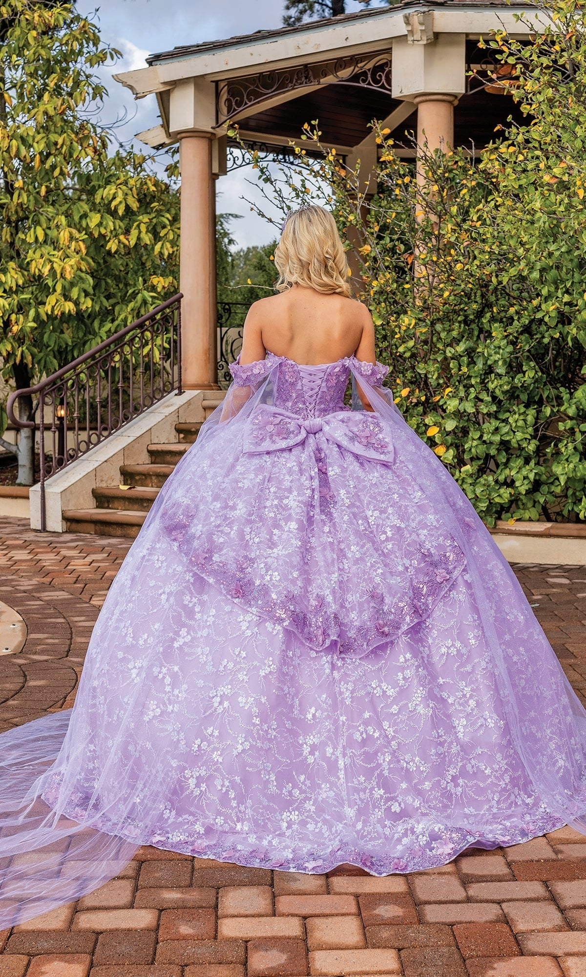 Quyihu Quinceanera Dress Lilac Purple A-line Ball Gown With Off Shoulder Cape Sleeves Formal Wear Dresses