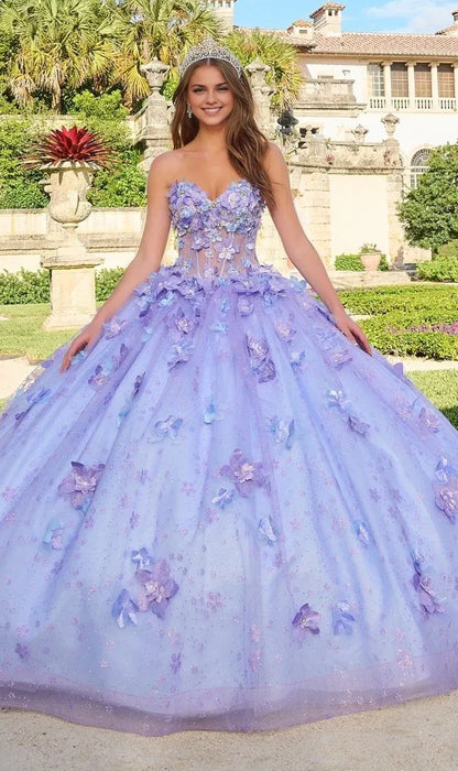 Quyihu Quinceanera Dress Puff Sleeve Glitter Tulle A-line Ball Gown With Sweetheart Neckline And Floral Embellishment Formal Wear Dresses