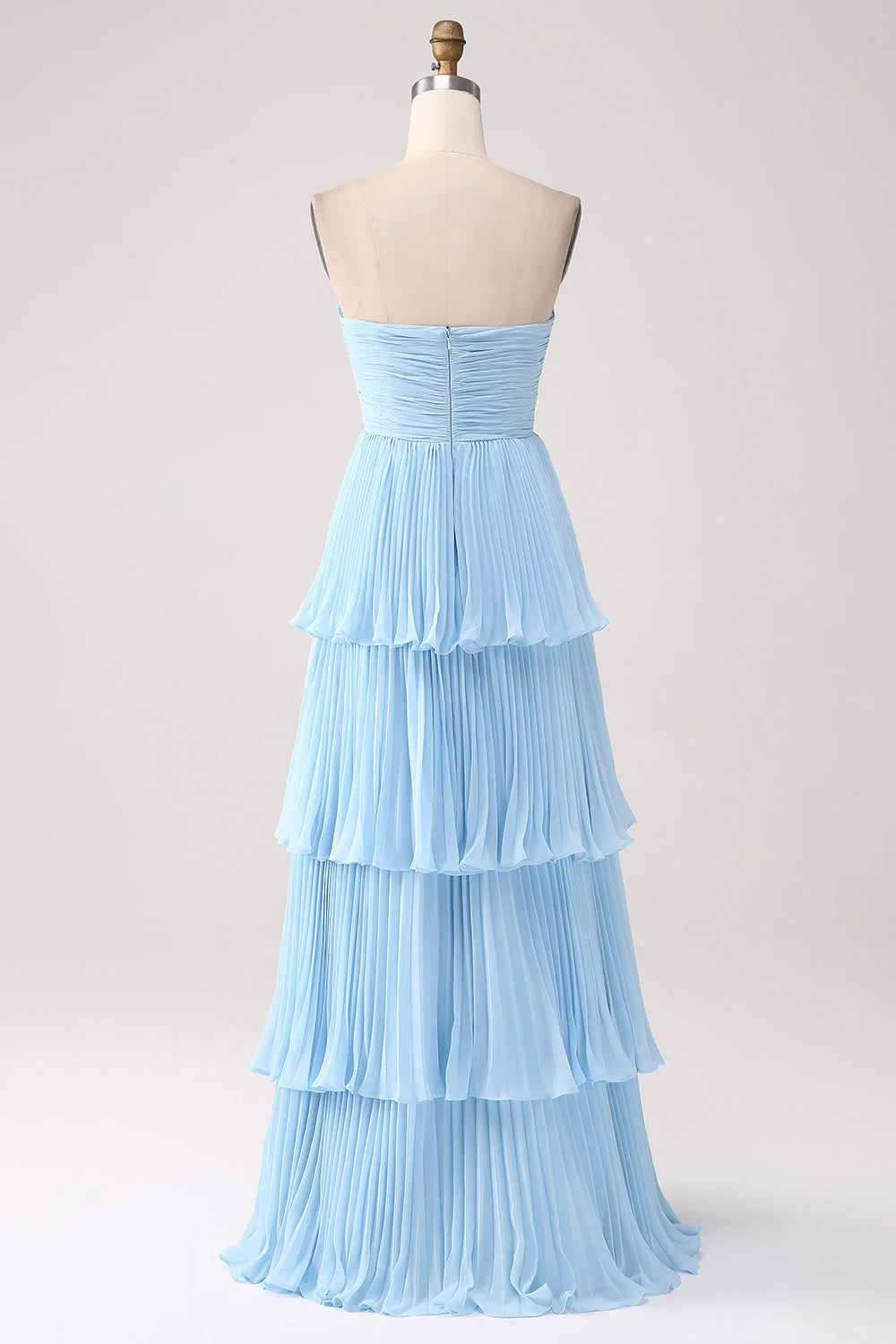 Sky Blue A-line Sweetheart Tier Chiffon Bridesmaid Dress