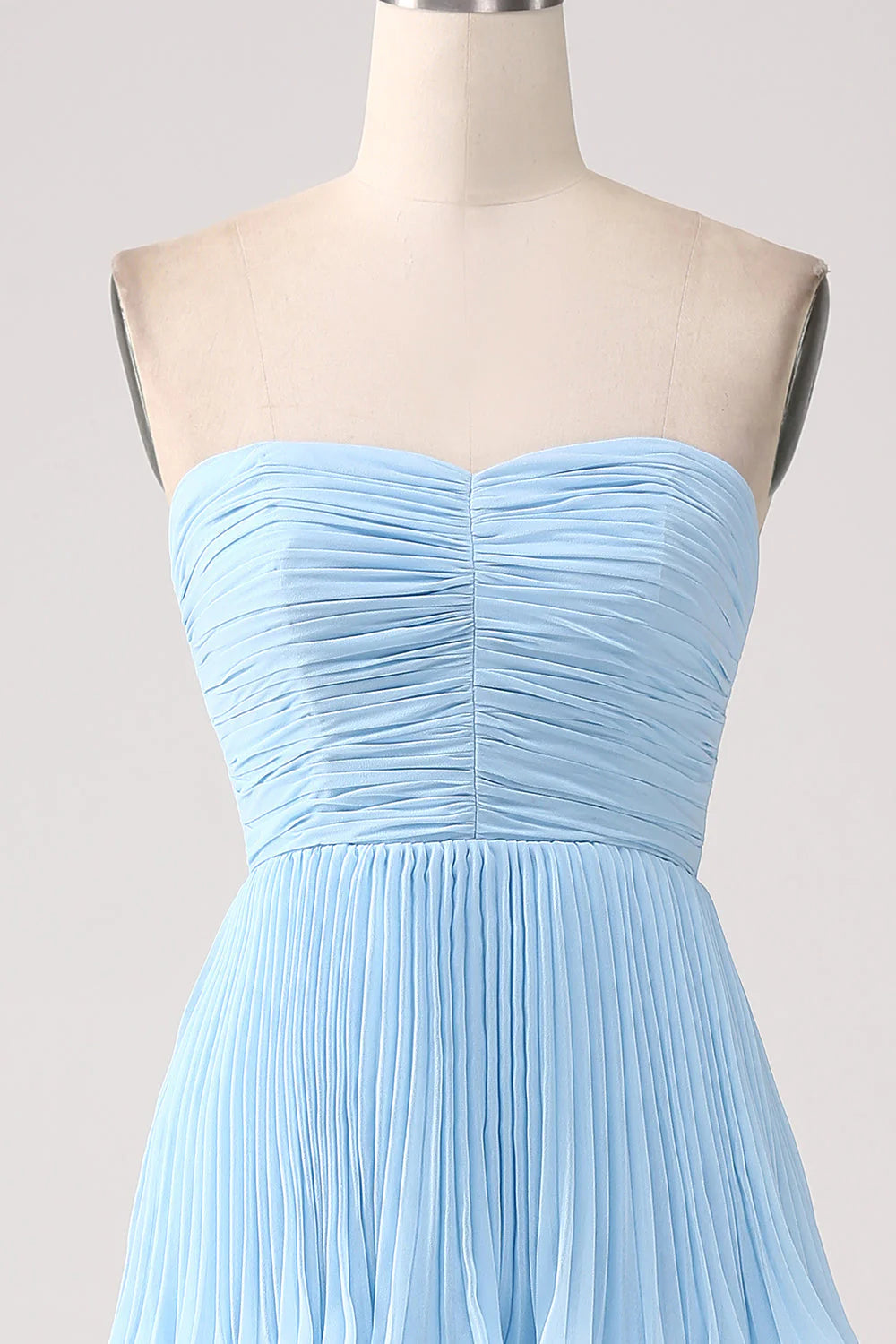 Sky Blue A-line Sweetheart Tier Chiffon Bridesmaid Dress