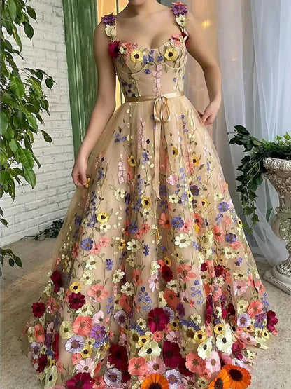 Formal Women's Dresses A-Line/Princess Sweetheart Long Prom Dresses With Embroidery Prom Dresses Stores