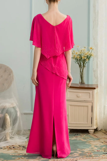 A-line Long Chiffon Mother of the Bride Dress With Beading