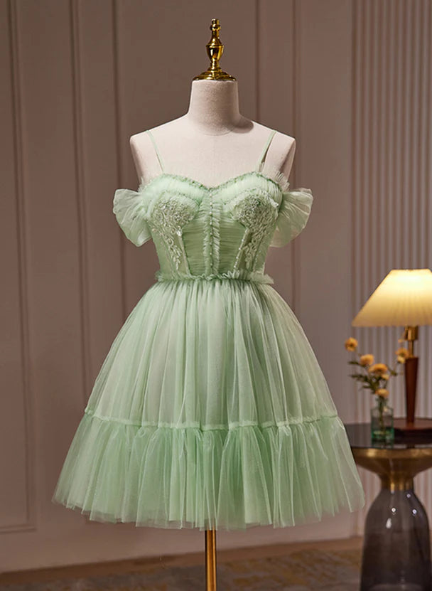 Light Green Tulle Short Party Dress Graduation Dress Homecoming Dress