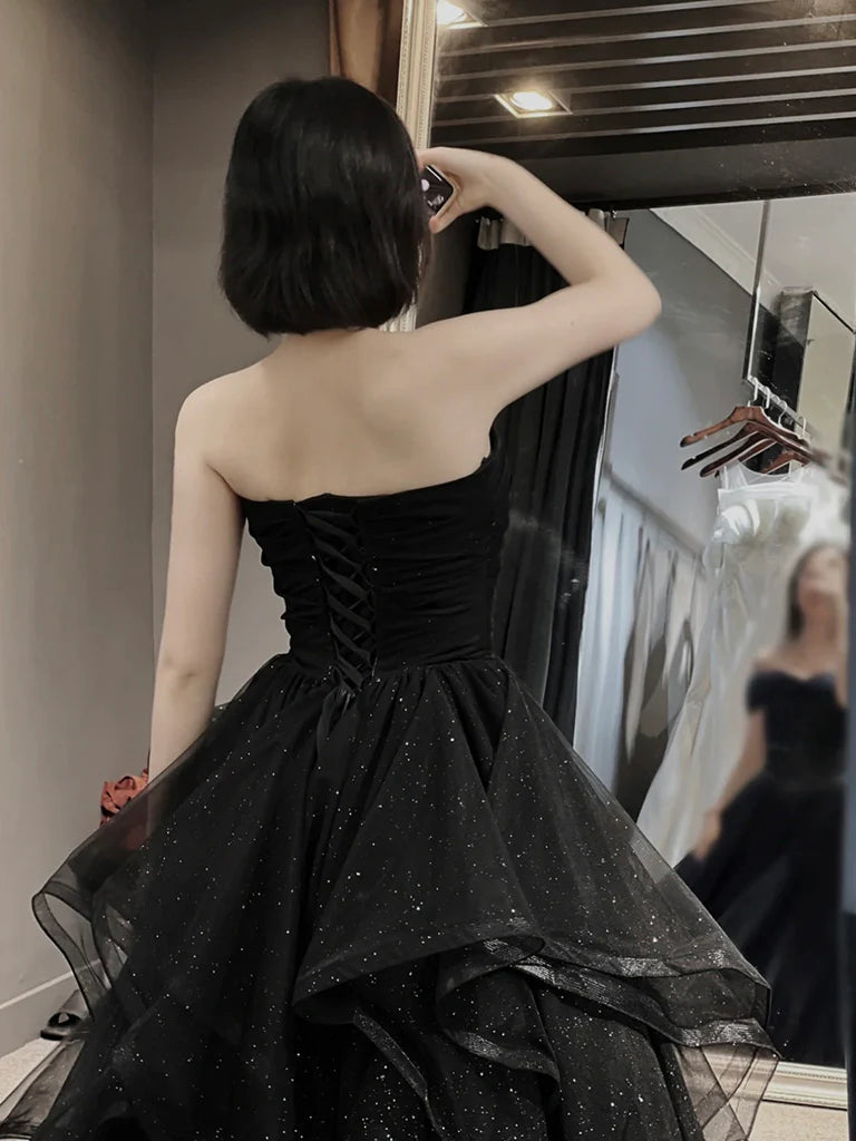 A-Line Sweetheart Neck Tulle Long Prom Dress Formal Dress