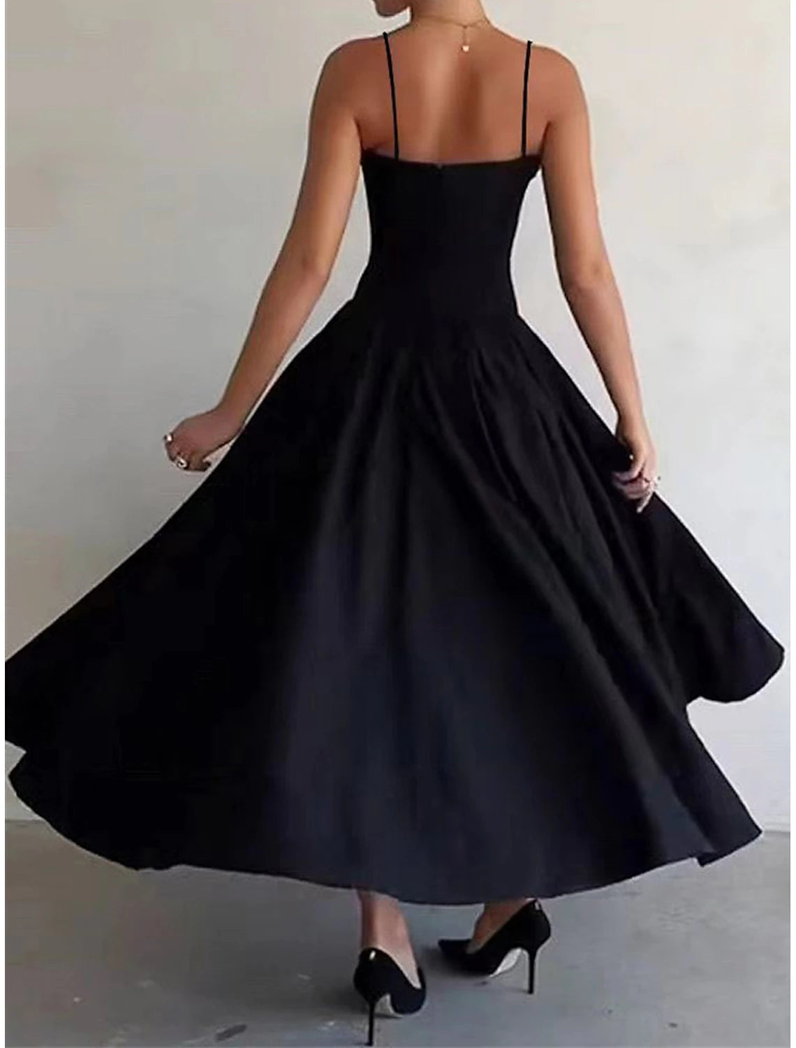 Black Dress Prom Dress Party Dress Ruched Sleeveless Birthday Vacation Elegant Black Summer Spring