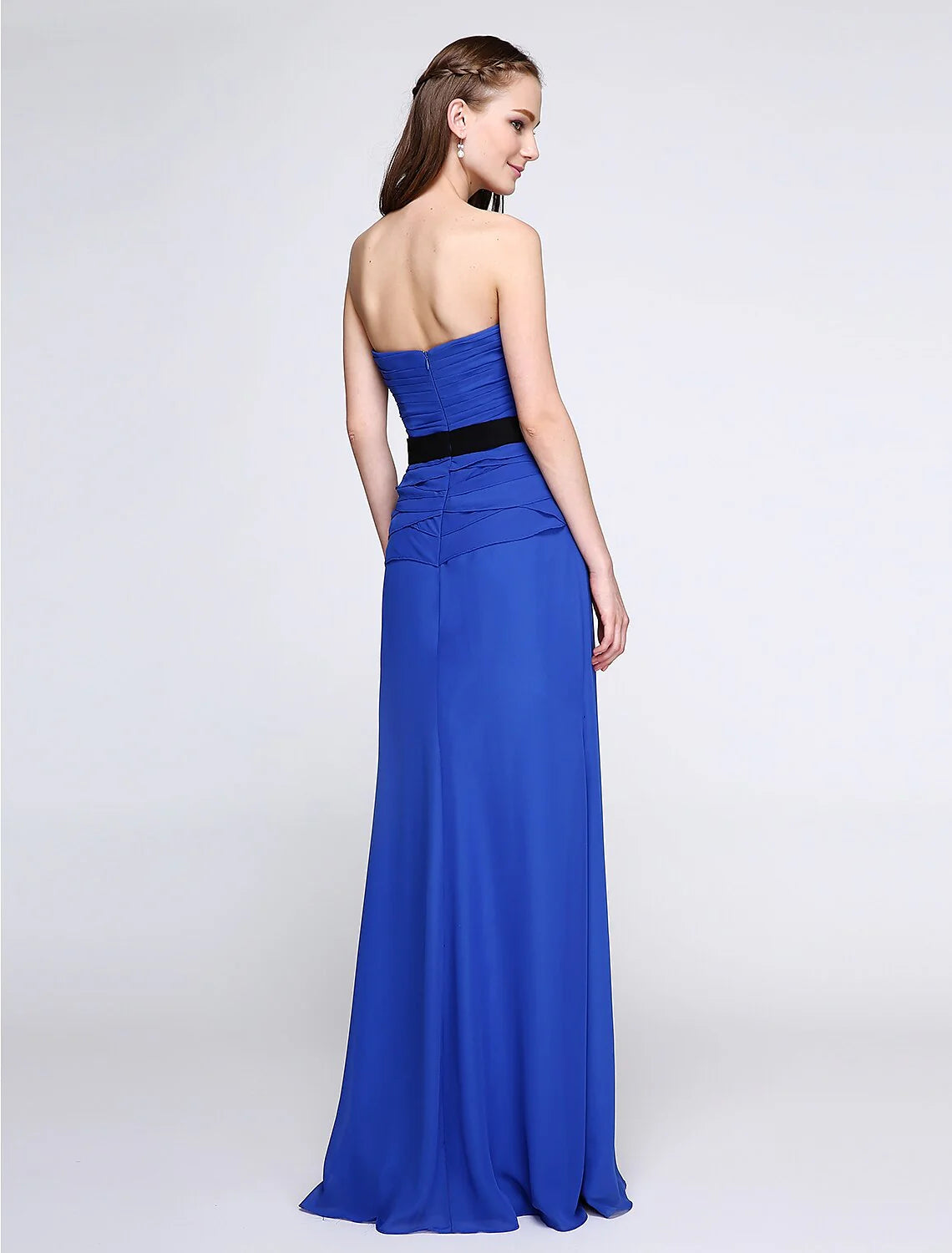 Sheath / Column Bridesmaid Dress Strapless Sleeveless Elegant Floor Length Chiffon with Criss Cross