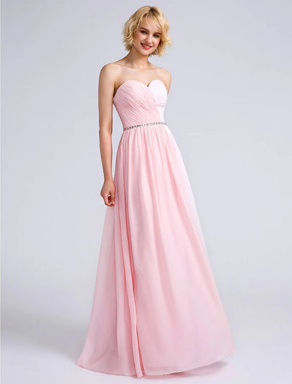 Sheath / Column Bridesmaid Dress Sweetheart Sleeveless Open Back Floor Length Chiffon with Criss Cross