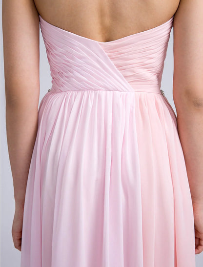 Sheath / Column Bridesmaid Dress Sweetheart Sleeveless Open Back Floor Length Chiffon with Criss Cross