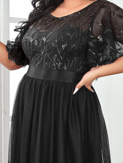 Plus Size Sequin Bodice Long Formal Evening Dresses Mother of the Bride Dresses