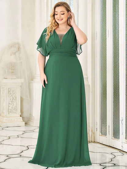 Plus Size Empire Waist Chiffon Formal Maxi Evening Dress Mother of the Bride Dresses