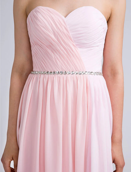 Sheath / Column Bridesmaid Dress Sweetheart Sleeveless Open Back Floor Length Chiffon with Criss Cross