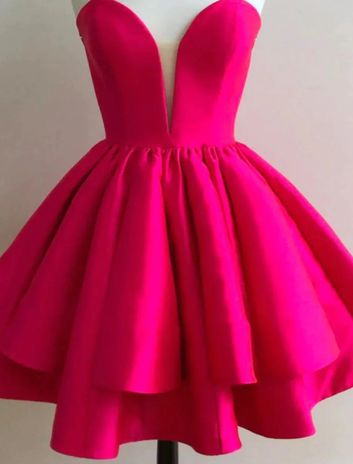 A-Line Homecoming Dresses Princess Dress Graduation Short / Mini Sleeveless Sweetheart Barbiecore Satin Backless with Ruffles