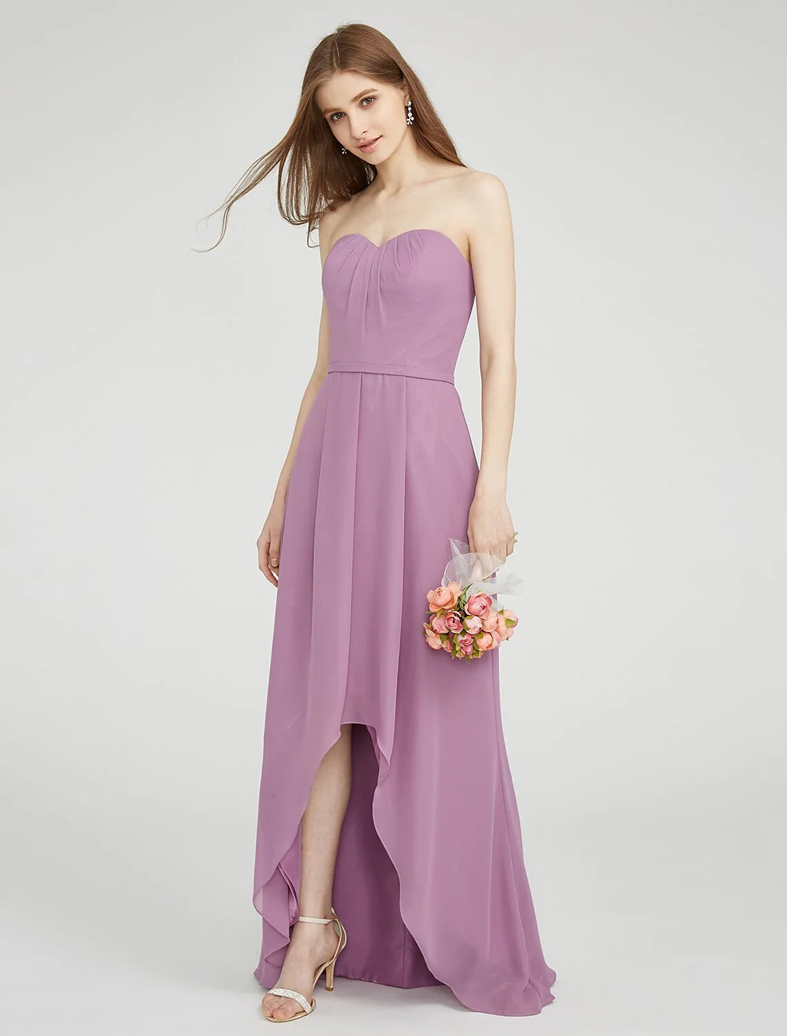 Sheath / Column Sweetheart Neckline Asymmetrical Chiffon Bridesmaid Dress