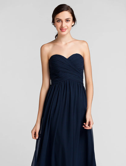 Sheath / Column Bridesmaid Dress Sweetheart Sleeveless Open Back Floor Length Chiffon with Criss Cross / Side Draping