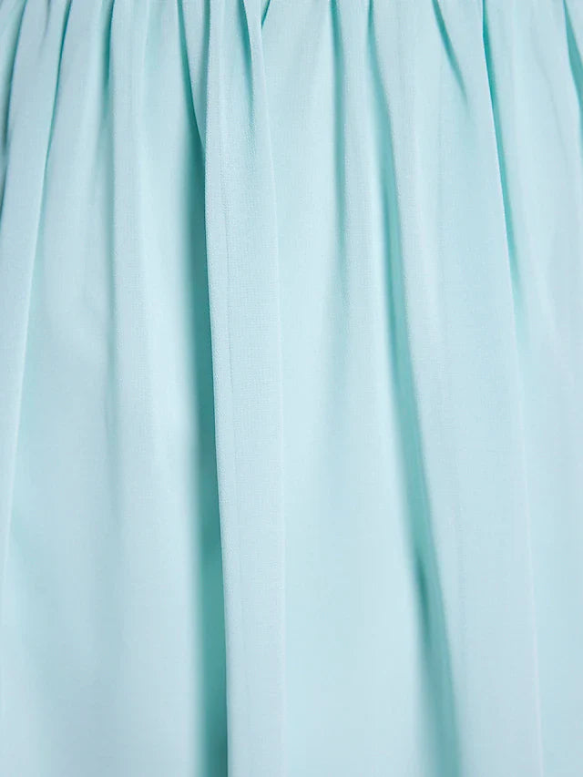 A-Line Bridesmaid Dress Scoop Neck Sleeveless Knee Length Chiffon with Ruched / Draping