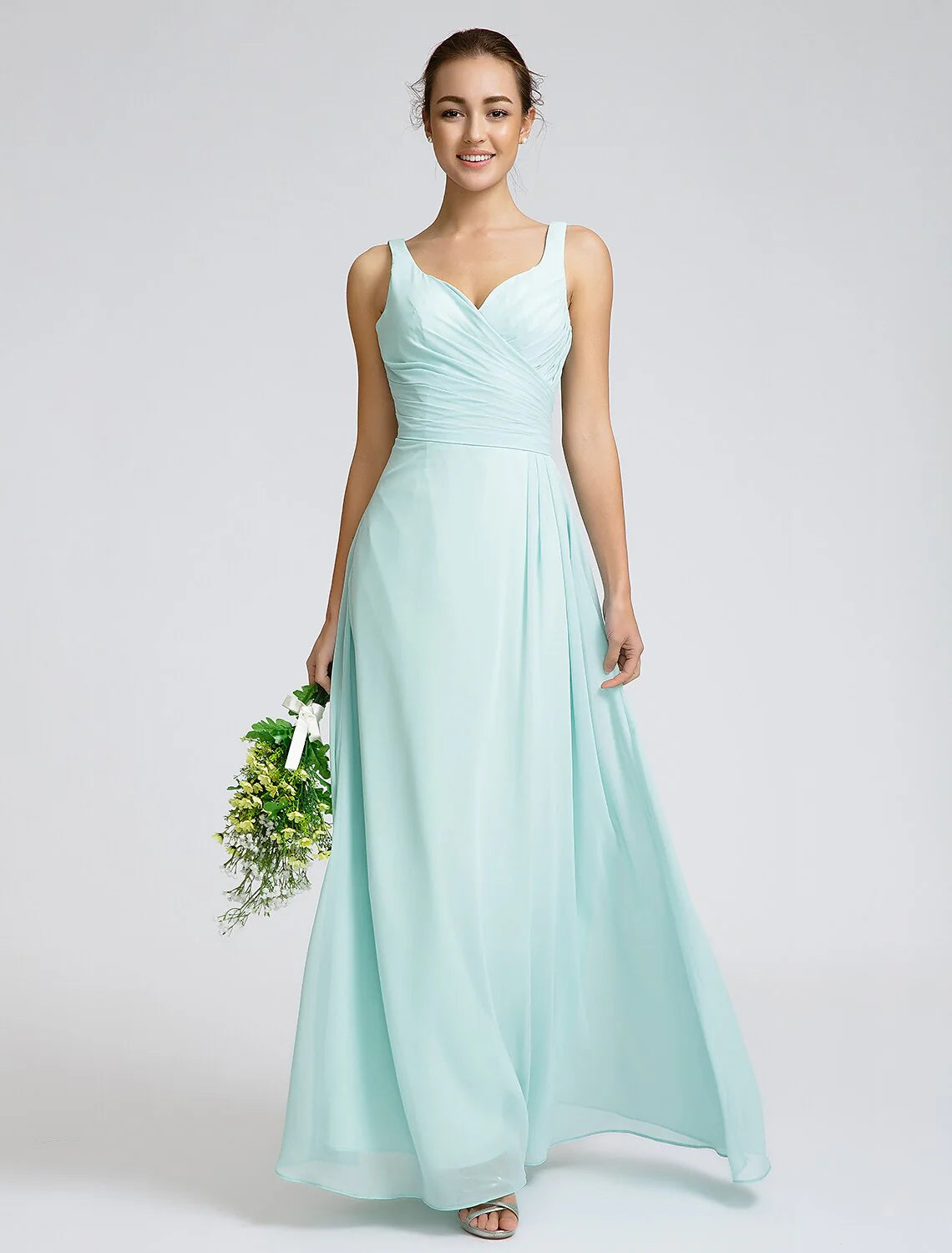 Sheath / Column Bridesmaid Dress Sweetheart Sleeveless Open Back Ankle Length Georgette with Criss Cross