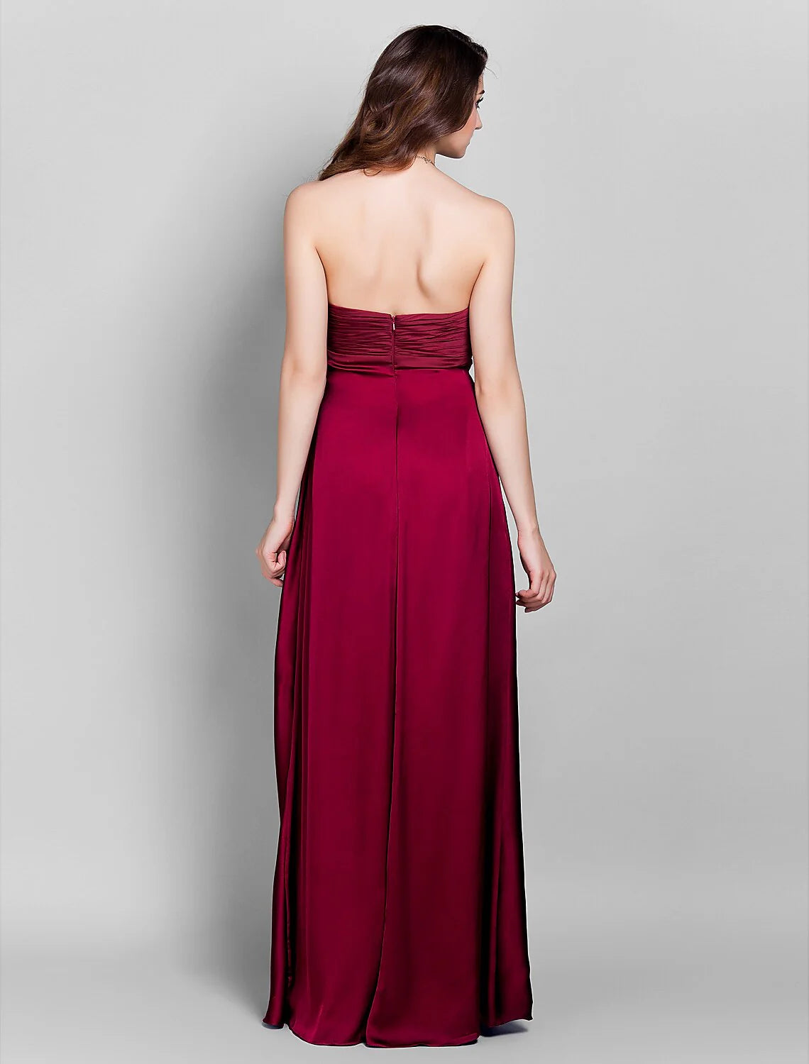 Sheath / Column Bridesmaid Dress Sweetheart Sleeveless Open Back Floor Length Stretch Satin with Beading / Side Draping / Flower