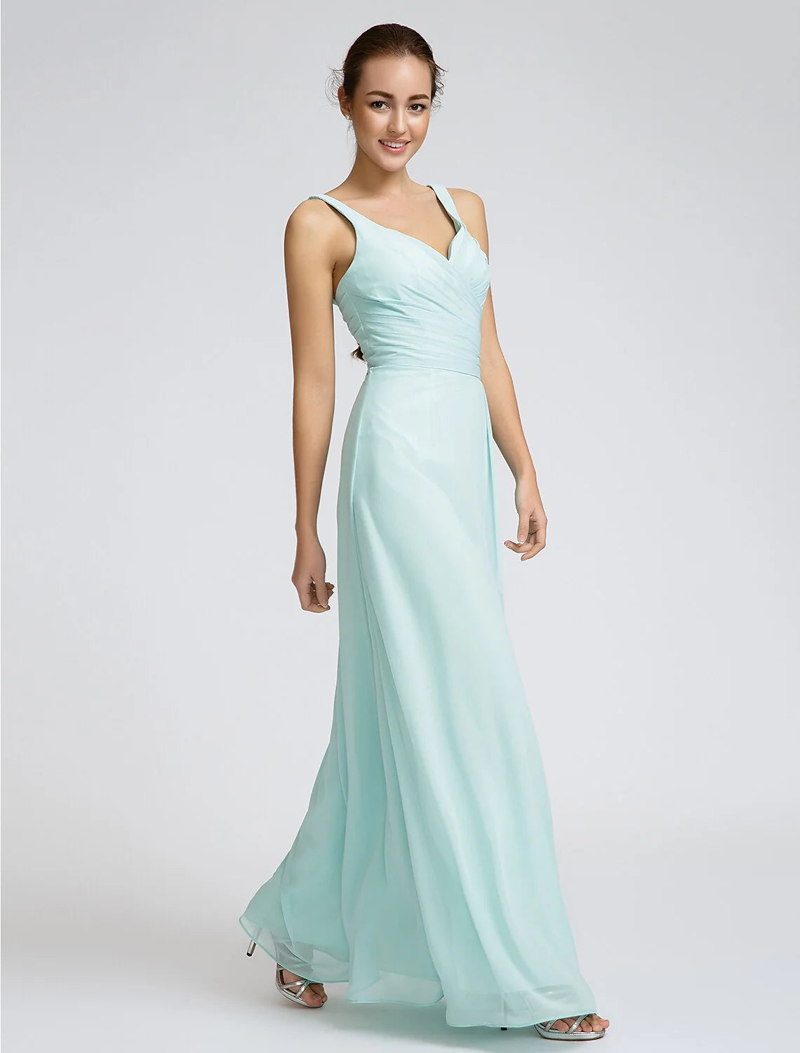 Sheath / Column Bridesmaid Dress Sweetheart Sleeveless Open Back Ankle Length Georgette with Criss Cross