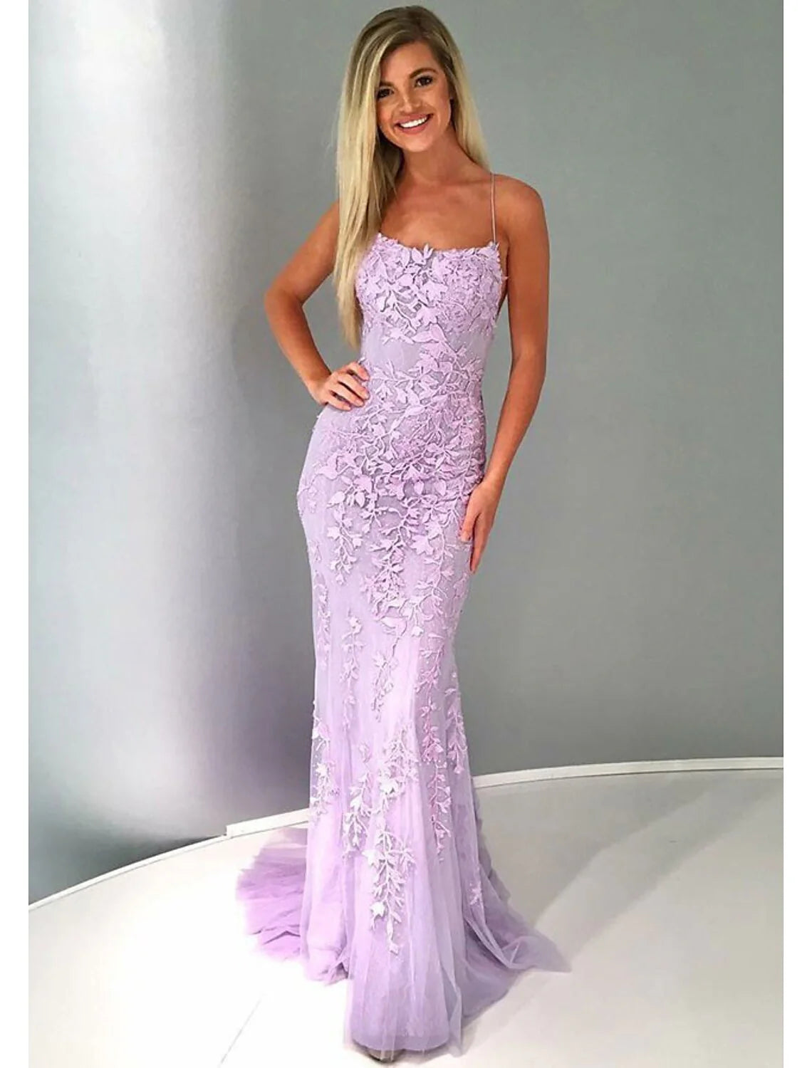 Mermaid / Trumpet Prom Dresses Sexy Dress Formal Court Train Sleeveless Strapless Lace Backless with Appliques