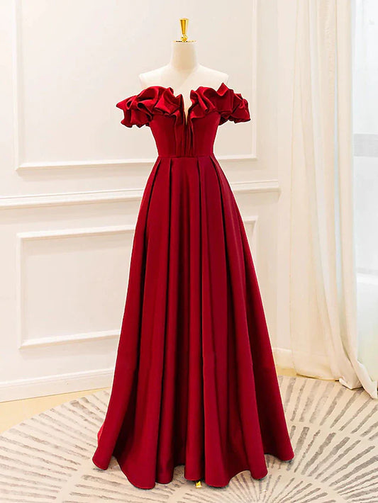 Ball Gown A-Line Evening Gown Empire Dress Prom Floor Length Sleeveless V Neck Jersey with Pleats Strappy