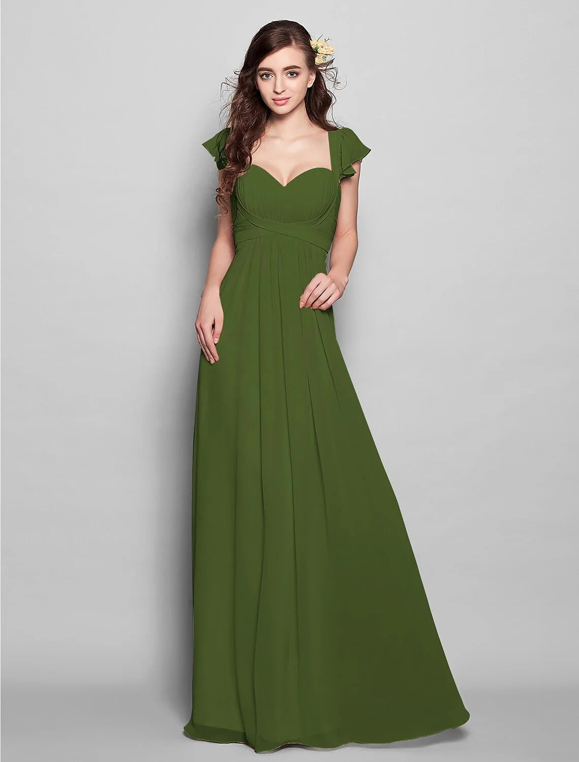 Product Sample Sheath / Column Straps Floor Length Chiffon Bridesmaid Dress with Sash / Ribbon / Pleats